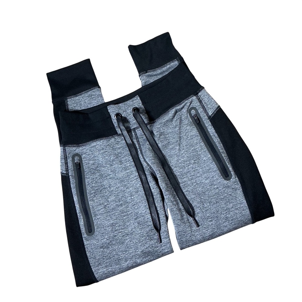 Jo+Jax Activewear Joggers Womens XXS Gray Black Heathered Tapered Zip Pockets